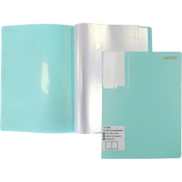 Папка файл А5  20лист 0,50мм, с клапаном на липучке, пастель бирюзовая