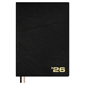 Ежедневник дат. 2026г А5 176л., кожзам, интегр.пер. "Шеврет черный" тисн.фольгой, ляссе