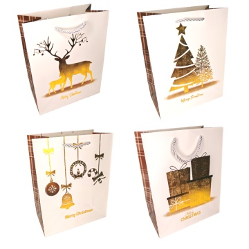 Пакет подар. бум. новогодн. 31*40*12 см 210 гр/м2 "Золото праздника" микс дизайнов