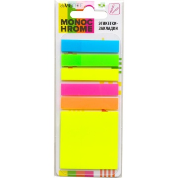 Закладки с липким краем (50*50мм,50*10мм) 6* 20л., 5 неоновых цветов