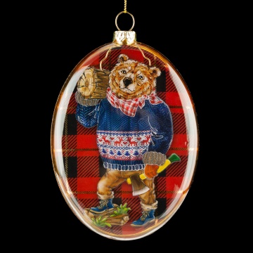 Украшение ErichKrause Decor Медведь-хипстер медальон 12см, стекло