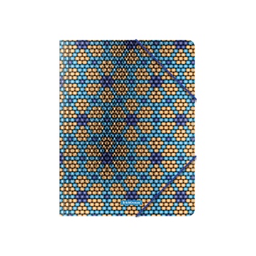 Папка на резинках пластиковая ErichKrause Blue&Orange Beads, A4 (в пакете по 4 шт.)