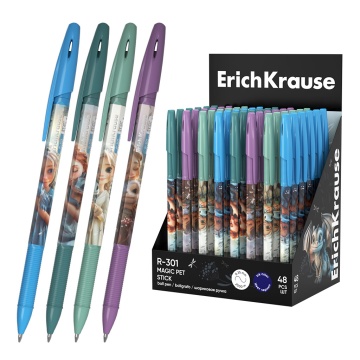 Ручка шариковая ErichKrause R-301 Stick Magic Pet 0.7, цвет чернил синий (в коробке-дисплее по 48 шт