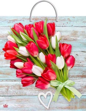 Пакет 44*40см (100мк) с пластиковой ручкой "Букет тюльпанов" ПВД