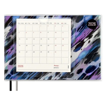 Планинг дат. 2026г 180*127мм 64л., ПВХ, мягк.пер. "Леопард голубой" ляссе