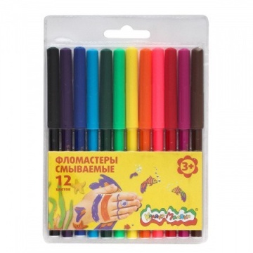 Фломастеры 12цв "Каляка-Маляка" вент. колп, блист. упак., кругл. корп.,
