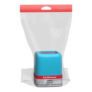 Подставка настольная пластиковая ErichKrause Forte, Bubble Gum, голубая с розовой вставкой