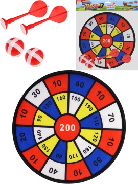 Дартс 28см на липучке "Попади в цель" 2 шарика, 2 дротика