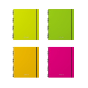 Тетрадь А5  80л кл. гребень Erich Krause "Neon", пластик. обложка, клетка, резинка