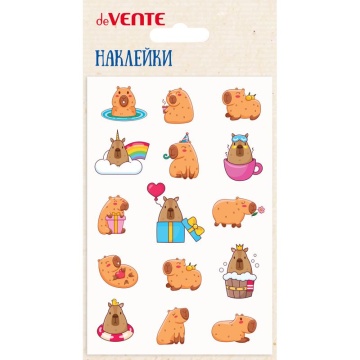 Наклейки декоративные объемные 10*15см  "Капибара",мягкие, многоразовые