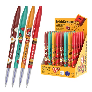 Ручка шариковая ErichKrause Slender Stick Cheat Meal 0.7, Super Glide Technology, цвет чернил синий