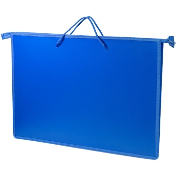 Папка А3 (470*335*50) с ручками, молния сверху, пластик "Синяя"