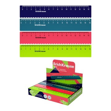 Линейка гибкая ErichKrause Reef, 15см, ассорти (в коробке-дисплее по 44 шт)