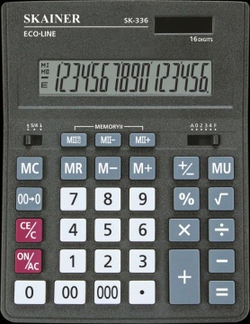 Калькулятор  16 разр. Skainer  двойное питание, черный SK-336