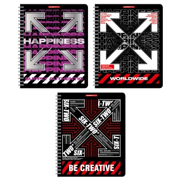 Тетрадь А5 96л кл. гребень Полиграф Принт пласт.обл. "Стрелки" белизна 100%