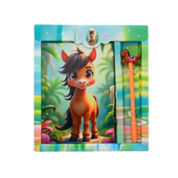 Блокнот детский+замочек+шариковая ручка: "ЛОШАДКИ"; в подарочной упаковке .20*22см.; шариковая ручка с наконечником; цветная обложка 7БЦ .ассорти., блок-клетка, 48 листов; 13*17,5см.