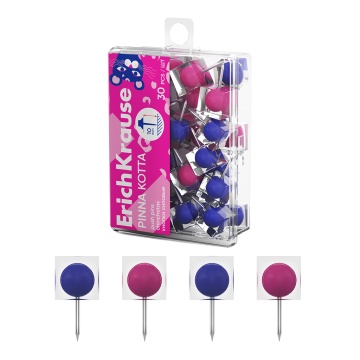 Кнопки силовые ErichKrause Pinna Kotta, ассорти (в пластиковой коробке 30 шт.)
