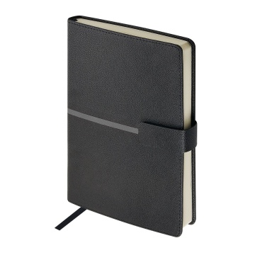 Ежедневник недат. А5 136л., кожзам, тв.пер. "Lyon. Черный" ляссе