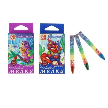 Мелки восковые. На масляной основе. "ФАНТАЗИЯ". 6 цв. Круглые