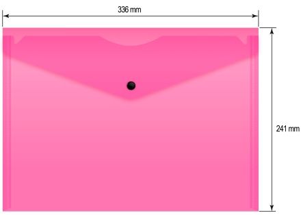 Конверт на кнопке Бюрократ Double Neon A4 гориз. пластик 0.15мм розовый кнопка черная