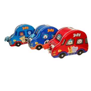 Копилка металл. "Машинка" с замочком 15*7,5,*10 см, ассорти цветов