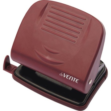 Дырокол deVENTE  30 лист, пластик, линейка, бордо
