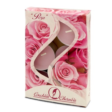 Свеча чайная ароматизированная 12гр "Роза", 6шт/уп