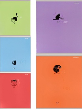 Тетрадь А5 48л кл. Проф-Пресс "Black cat" мат.лам., выб.лак.