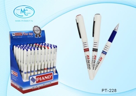 Ручка шариковая  с чернилами на масляной основе, "Piano R2", в индивидуальной упаковке с европодвесом, корпус молочного цвета, резиновый держатель, наконечник серебристого цвета, колпачок с металл. клипом, цвет чернил-синий, 0,5 mm.