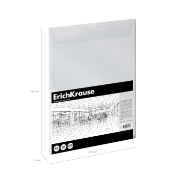 Бумага для черчения в пластиковой папке ErichKrause, Art, А3, 20 листов, без рамки