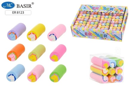 Ластик Basir "Единорог" 48*14мм, ассорти 9шт., цена за 1 шт.*