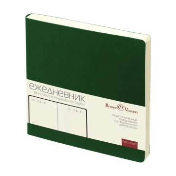 Ежедневник недат. 145*145мм 136л., мягк.пер., иск.кожа "Megapolis Quattro. Зеленый" софт тач