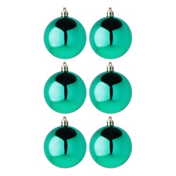Набор елочных шаров 7 см, 6 шт., бирюза, пластик
