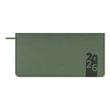 Планинг дат. 2026г 170*88мм 64л., кожзам., тв.пер. "Джут хаки" блинт.тисн., ляссе