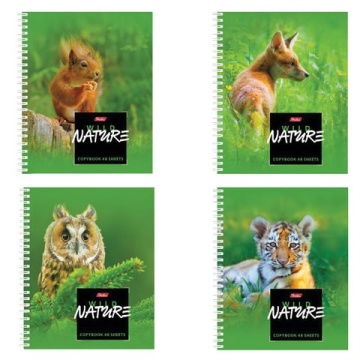 Тетрадь 48л клетка.гребень ламин "Wild Nature" ассорти (4диз) 60г.м2 (047086)
