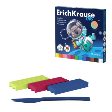 Пластилин 10цв 180гр. Erich Krause Kids Space Animals со стеком