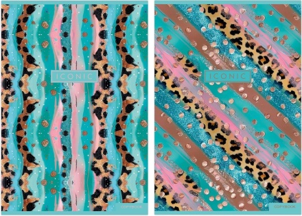 Тетрадь А4 96л кл. скоба Полином "Pastel gold leopard" софт-тач, БЕЗ ПОЛЕЙ