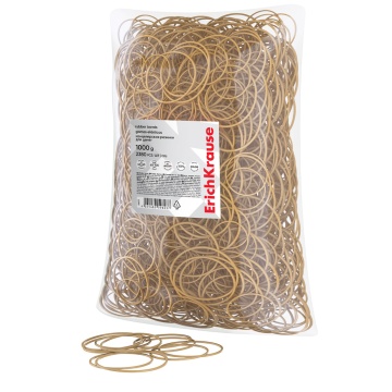 Канцелярские резинки для денег ErichKrause диаметр 40 мм, 60 мм/длина 60 мм, 100 мм, натур.цвет (в п