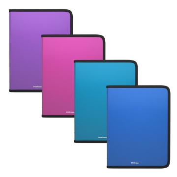 Папка для тетрадей на молнии пластиковая ErichKrause Diagonal Vivid, A5+, ассорти (в пакете по 4 шт.