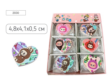 Ластик фигурный ЗУБАСТИК (Лабубу), 4.8*4.1*0.5 см, 6 дизайнов ассорти