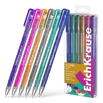 Набор гелевых ручек EK G-Cube Stick Glitter  6цв. 0,5мм