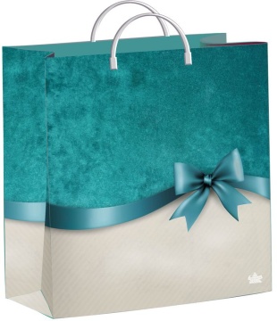 Пакет 26*24см (140мк) с пластиковой ручкой "Бирюзовый бантик" мягкий пластик
