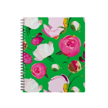 Тетрадь общая с пластиковой обложкой на спирали ErichKrause Peonies, А5+, 60 листов, клетка