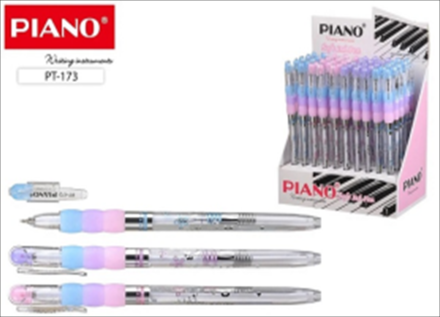 Ручка шариковая с чернилами на масляной основе, прозрачный корпус с рисунком, разноцветный резиновый держатель, колпачок с клипом.