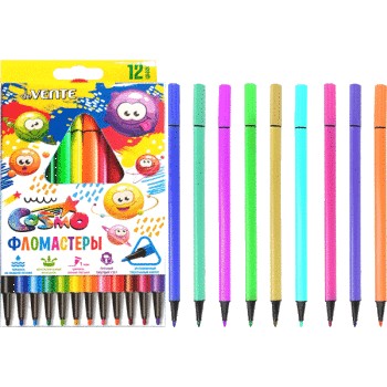 Фломастеры 12цв "deVENTE. Trio", трехгранные, вент. колпачок, подвес