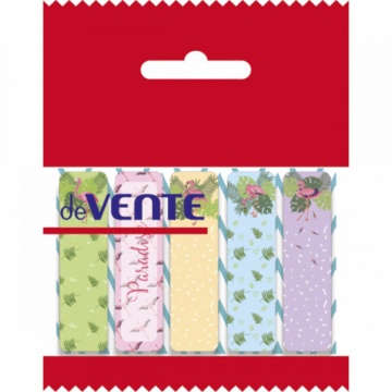 Закладки с липким краем (44*12мм)  5 цв, по 20л.,  Flamingo, блистер