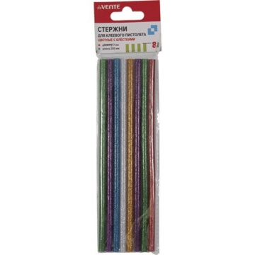 Клей для клеевого пистолета 7мм, 20см, 8 шт. цветные с блестками