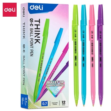 Ручка шар. Deli , синяя,  0,7мм, ассорти