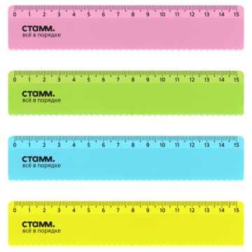 Линейка 15см прозр. цветная