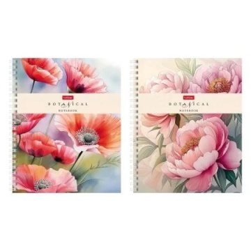 Тетрадь А5  96л кл. гребень Hatber "Ботаника" 2диз.в блоке, тисн., софт-тач, перф.на отрыв, многоцв.